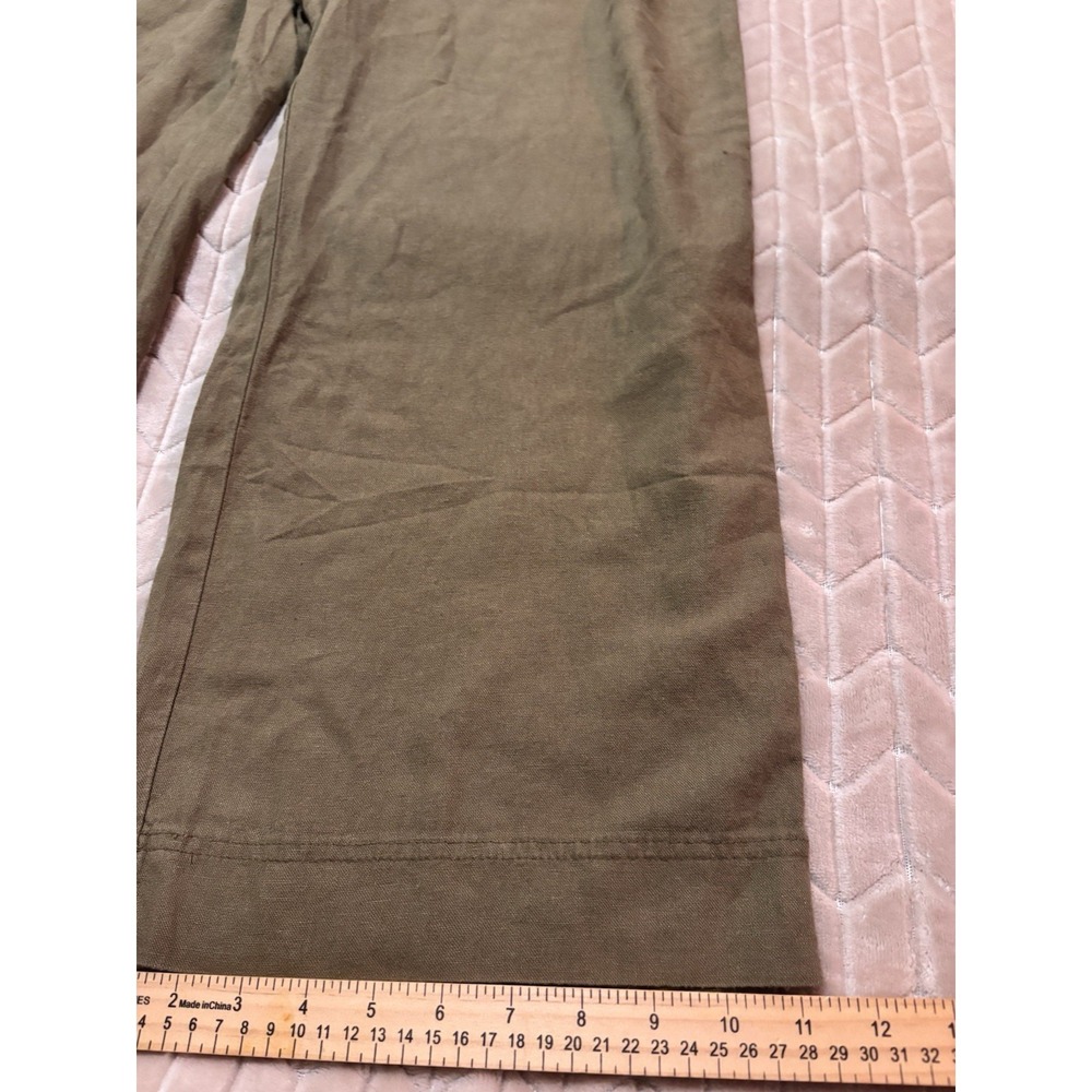 Old Navy Linen Blend Wide Leg Pants PL Olive Green High Rise Coastal Grandma NWT - Picture 3 of 10